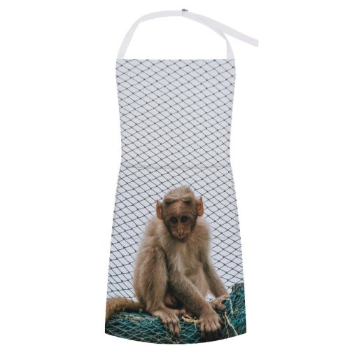yanfind Custom aprons Adorable Cute Fence Fur Macaque Monkey Net Primate Web Wildlife white white-style1 70×80cm