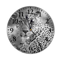 yanfind Fashion PVC Wall Clock Big Portrait Cat Wild Hunter Jungle Leopard Safari Wildlife Cheetah Mute Suitable Kitchen Bedroom Decorate Living Room