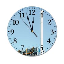 yanfind Fashion PVC Wall Clock Architecture Buildings Exterior Factory Metal Plant Sky Structure Tall Mute Suitable Kitchen Bedroom Decorate Living Room