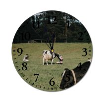 yanfind Fashion PVC Wall Clock Backstage Beef Bovine Bull Cattle Cow Dairy Farm Farming Farmland Field Filming Mute Suitable Kitchen Bedroom Decorate Living Room