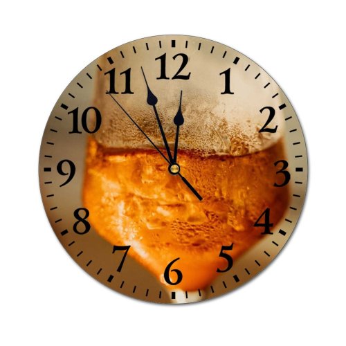 yanfind Fashion PVC Wall Clock Bar Glass Beer Wine Champagne Liquid Cool Foam Thirst Whisky Liquor Amber Mute Suitable Kitchen Bedroom Decorate Living Room