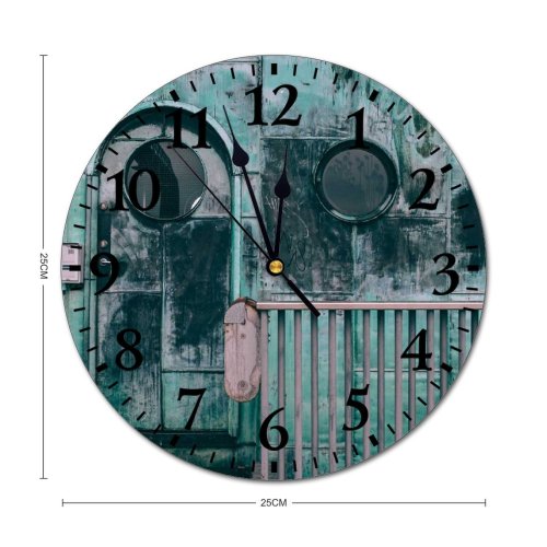 yanfind Fashion PVC Wall Clock Abandoned Aged Architecture Barrier Building Cabin Combination Construction Corrosion Creepy Destruct Detail Mute Suitable Kitchen Bedroom Decorate Living Room