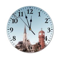 yanfind Fashion PVC Wall Clock Aged Architecture Attract Australia Belief Building Catholic Church Cityscape Clock Cloudless Construction Mute Suitable Kitchen Bedroom Decorate Living Room
