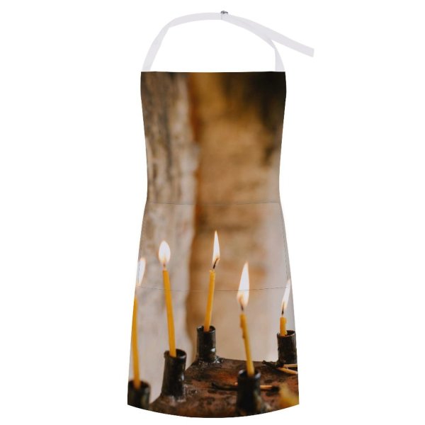 yanfind Custom aprons Aged Ancient Authentic Belief Believe Blaze Burn Candle Candlestick Cathedral Christianity white white-style1 70×80cm