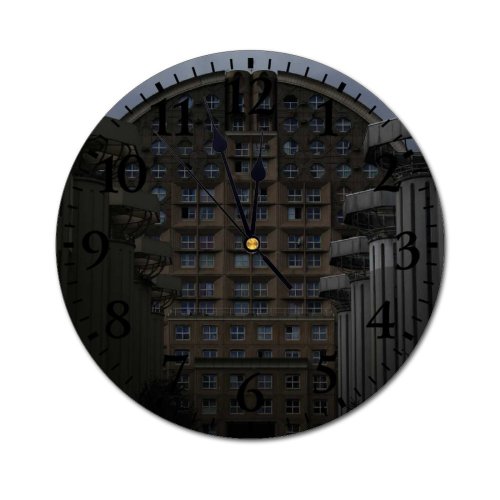 yanfind Fashion PVC Wall Clock Architecture Area Building Cement City Column Complex Concrete Construction Corporate Development District Mute Suitable Kitchen Bedroom Decorate Living Room