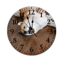 yanfind Fashion PVC Wall Clock Adorable Affection Akita Inu Anonymous Friend Bestfriend Bonding Canidae Care Caress Mute Suitable Kitchen Bedroom Decorate Living Room