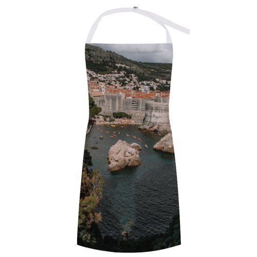 yanfind Custom aprons Adriatic Aged Architecture Atmosphere Boat Breathtaking Castle City Cloudy Croatia Dramatic white white-style1 70×80cm