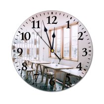 yanfind Fashion PVC Wall Clock Atmosphere Café Cafeteria Calm Chair Comfort Contemporary Cozy Daylight Daytime Design Mute Suitable Kitchen Bedroom Decorate Living Room