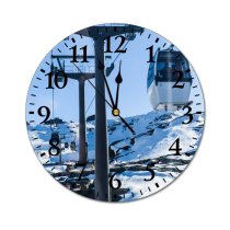 yanfind Fashion PVC Wall Clock Cable Car Freezing Frost Frozen Landscape Peak Outdoors Recreation Resort Mute Suitable Kitchen Bedroom Decorate Living Room