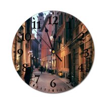 yanfind Fashion PVC Wall Clock Accommodation Aged Alley Architecture Area Asphalt Building City Complex Construction District Mute Suitable Kitchen Bedroom Decorate Living Room