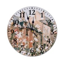 yanfind Fashion PVC Wall Clock Accommodation Aged Architecture Area Authentic Brick Wall Building City Cloudy Community Mute Suitable Kitchen Bedroom Decorate Living Room