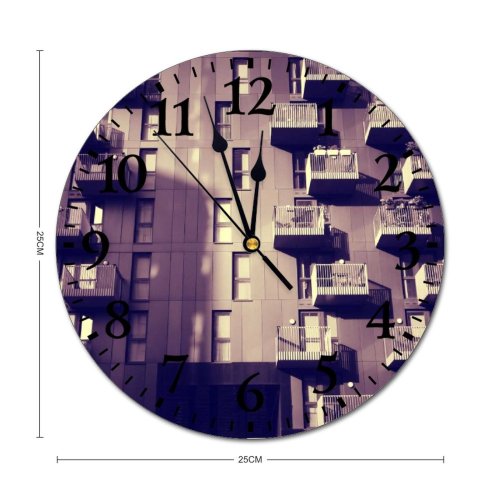 yanfind Fashion PVC Wall Clock Architectural Design Architecture Building Exterior Futuristic Glass Items Panels High Mute Suitable Kitchen Bedroom Decorate Living Room