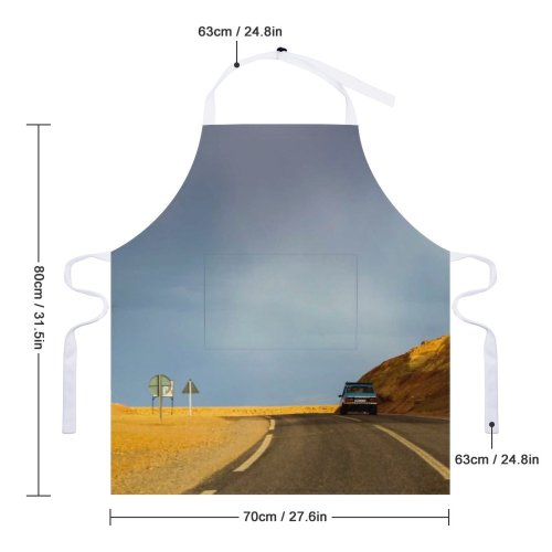 yanfind Custom aprons Asphalt Auto Car Desert Highway Hill Landscape Lanes Outdoors Rainbow Road Signs white white-style1 70×80cm
