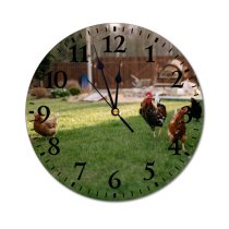 yanfind Fashion PVC Wall Clock Bird Field Countryside Agriculture Farm Grass Chicken Hen Outdoors Rural Barn Poultry Mute Suitable Kitchen Bedroom Decorate Living Room