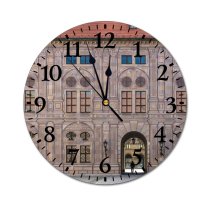 yanfind Fashion PVC Wall Clock Arched Window Architecture Bavaria Building Courtyard Design Door Entrance Exit Exterior Mute Suitable Kitchen Bedroom Decorate Living Room