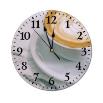 yanfind Fashion PVC Wall Clock Appetizing Aroma Aromatic Barista Beverage Blurred Brew Café Cafeteria Caffeine Cappuccino Ceramic Mute Suitable Kitchen Bedroom Decorate Living Room