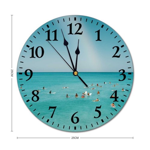 yanfind Fashion PVC Wall Clock Beach Drone Camera Hawaii Honolulu Oahu Ocean Rainbow Sea Surf Surfer Surfers Mute Suitable Kitchen Bedroom Decorate Living Room