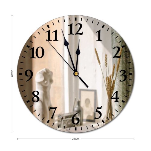 yanfind Fashion PVC Wall Clock Books Bunch Dried Flowers Glass Vase Gypsum Interior Nobody Sculpture Stack Still Mute Suitable Kitchen Bedroom Decorate Living Room