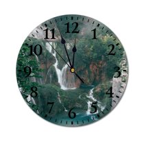yanfind Fashion PVC Wall Clock Beauty Breathtaking Bristly Cascade Cliff Colorful Daylight Dynamic Ecology Energy Fast Flow Mute Suitable Kitchen Bedroom Decorate Living Room