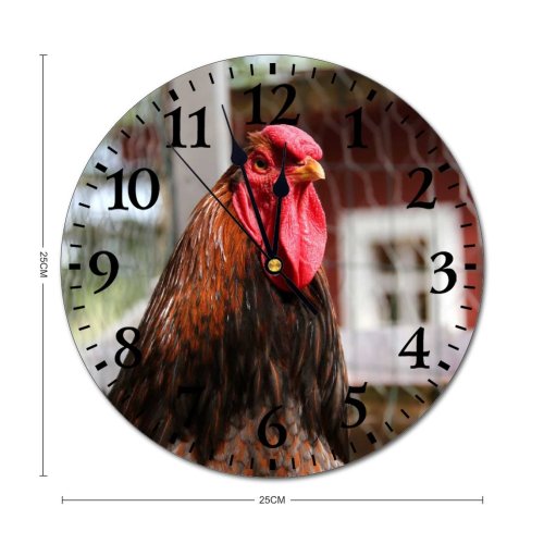 yanfind Fashion PVC Wall Clock Bird Farm Chicken Beak Portrait Hen Outdoors Rural Feather Poultry Avian Crest Mute Suitable Kitchen Bedroom Decorate Living Room
