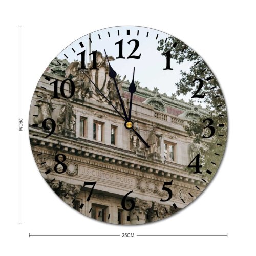 yanfind Fashion PVC Wall Clock Aged Architecture Attract Building Capital City Classic Colonnade Column Construction Decor Mute Suitable Kitchen Bedroom Decorate Living Room