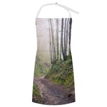 yanfind Custom aprons Mist Mistypath Forest Park Fall Beech Scene Outdoor Sunlight Hiking Fog Tree white white-style1 70×80cm
