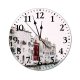 yanfind Fashion PVC Wall Clock Accommodation Aged Architecture Boat Building Canal City Cityscape Clear Cloudless Condominium Damage Mute Suitable Kitchen Bedroom Decorate Living Room