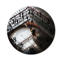 yanfind Fashion PVC Wall Clock Aged Anonymous Architecture Banister Damaged Light Downstairs Fashion Female Flight Stairs From002 Mute Suitable Kitchen Bedroom Decorate Living Room