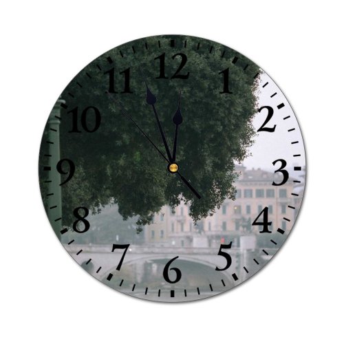 yanfind Fashion PVC Wall Clock Aqua Architecture Area Big Building Calm Canal City Cityscape Construction Mute Suitable Kitchen Bedroom Decorate Living Room