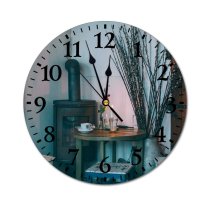 yanfind Fashion PVC Wall Clock Aged Apartment Architecture Beverage Branch Calm Chair Comfort Construction Cottage Country Countryside Mute Suitable Kitchen Bedroom Decorate Living Room