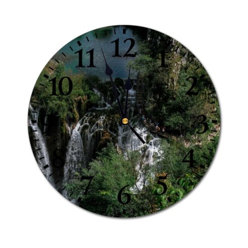 yanfind Fashion PVC Wall Clock Aqua Branch Bush Cascade Cliff Destination Energy Flora Flow Foliage From Mute Suitable Kitchen Bedroom Decorate Living Room
