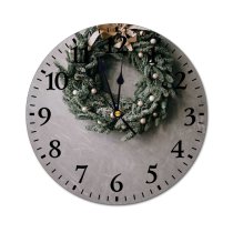 yanfind Fashion PVC Wall Clock Art Atmosphere Ball Bauble Branch Celebrate Christmas Coniferous Cozy Craft Creative December Mute Suitable Kitchen Bedroom Decorate Living Room