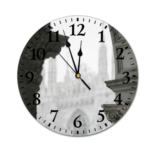 yanfind Fashion PVC Wall Clock Aged Arch Architecture Attract Basilica Building Cathedral Catholic Church Classic Column Mute Suitable Kitchen Bedroom Decorate Living Room