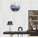 yanfind Fashion PVC Wall Clock Architecture Breathtaking Calm Coniferous Cottage Countryside Dwell Exterior Field Forest Grassland Grassy Mute Suitable Kitchen Bedroom Decorate Living Room