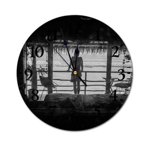 yanfind Fashion PVC Wall Clock Admire Anonymous Balcony Beach Bw Chill Coast Idyllic Journey Leisure Mute Suitable Kitchen Bedroom Decorate Living Room