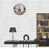yanfind Fashion PVC Wall Clock Architecture Autumn Building City Construction Contemporary Space Cottage Daytime Design District Doorway Mute Suitable Kitchen Bedroom Decorate Living Room