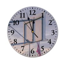 yanfind Fashion PVC Wall Clock Architecture High Travel Sky Wind Soccer Leisure Recreation Contemporary Tallest Mute Suitable Kitchen Bedroom Decorate Living Room