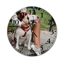 yanfind Fashion PVC Wall Clock Adorable Alley Anonymous Bench Casual City Crop Cute Dog Ethnic Faceless Mute Suitable Kitchen Bedroom Decorate Living Room