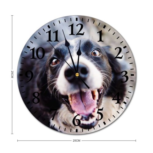 yanfind Fashion PVC Wall Clock Dog Eyes Face Funny Fur Outdoors Pet Tongue Mute Suitable Kitchen Bedroom Decorate Living Room