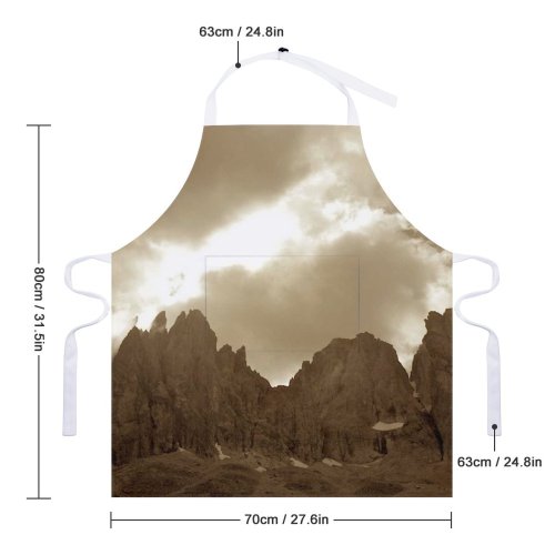 yanfind Custom aprons Mountains Cliffs Landscape Hills Sky Clouds Sepia Light white white-style1 70×80cm