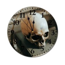 yanfind Fashion PVC Wall Clock Bone Stack Books Dead Death Gothic Heart Horror Love Retro Rough Rusty Mute Suitable Kitchen Bedroom Decorate Living Room