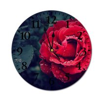 yanfind Fashion PVC Wall Clock Beautiful Flower Flowers Bloom Blooming Damp Delicate Dew Dewdrops Leaves Mute Suitable Kitchen Bedroom Decorate Living Room