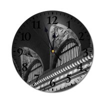 yanfind Fashion PVC Wall Clock Aged Arch Architecture Attract Brick Building Bw Ceiling Cement Ceramic Classic Column Mute Suitable Kitchen Bedroom Decorate Living Room
