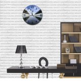 yanfind Fashion PVC Wall Clock Architectural Design Architecture Buildings Clouds Futuristic Glass Items Reflection Sky Mute Suitable Kitchen Bedroom Decorate Living Room