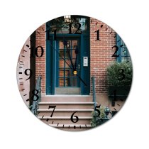 yanfind Fashion PVC Wall Clock Apartment Architecture Brick Building City Colorful Construction Contemporary Daylight Daytime Decor Decoration Mute Suitable Kitchen Bedroom Decorate Living Room