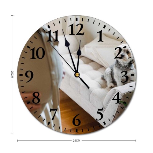 yanfind Fashion PVC Wall Clock Abdomen Anticipate Await Belly Calm Care Casual Comfort Couch Daytime Dog Mute Suitable Kitchen Bedroom Decorate Living Room