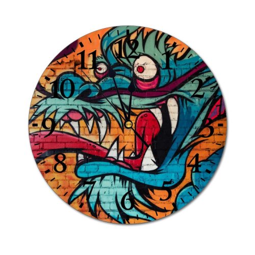 yanfind Fashion PVC Wall Clock Art Wall Artistic Design Ghetto Mural Street Vandalism Visuals Mute Suitable Kitchen Bedroom Decorate Living Room