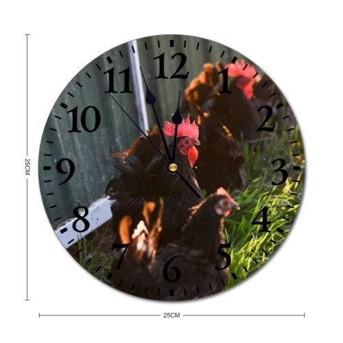 yanfind Fashion PVC Wall Clock Bird Garden Agriculture Farm Grass Easter Chicken Hen Outdoors Rural Farming Nest Mute Suitable Kitchen Bedroom Decorate Living Room