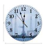 yanfind Fashion PVC Wall Clock Architecture Building Daylight Electricity Energy Industrial Plant Landscape Metal Outdoors Sea Mute Suitable Kitchen Bedroom Decorate Living Room