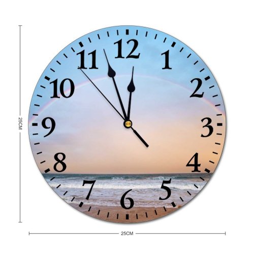 yanfind Fashion PVC Wall Clock Arch Beach Cloudy Coast Coastline Colorful Country Embankment Foam Journey Leisure Marine Mute Suitable Kitchen Bedroom Decorate Living Room